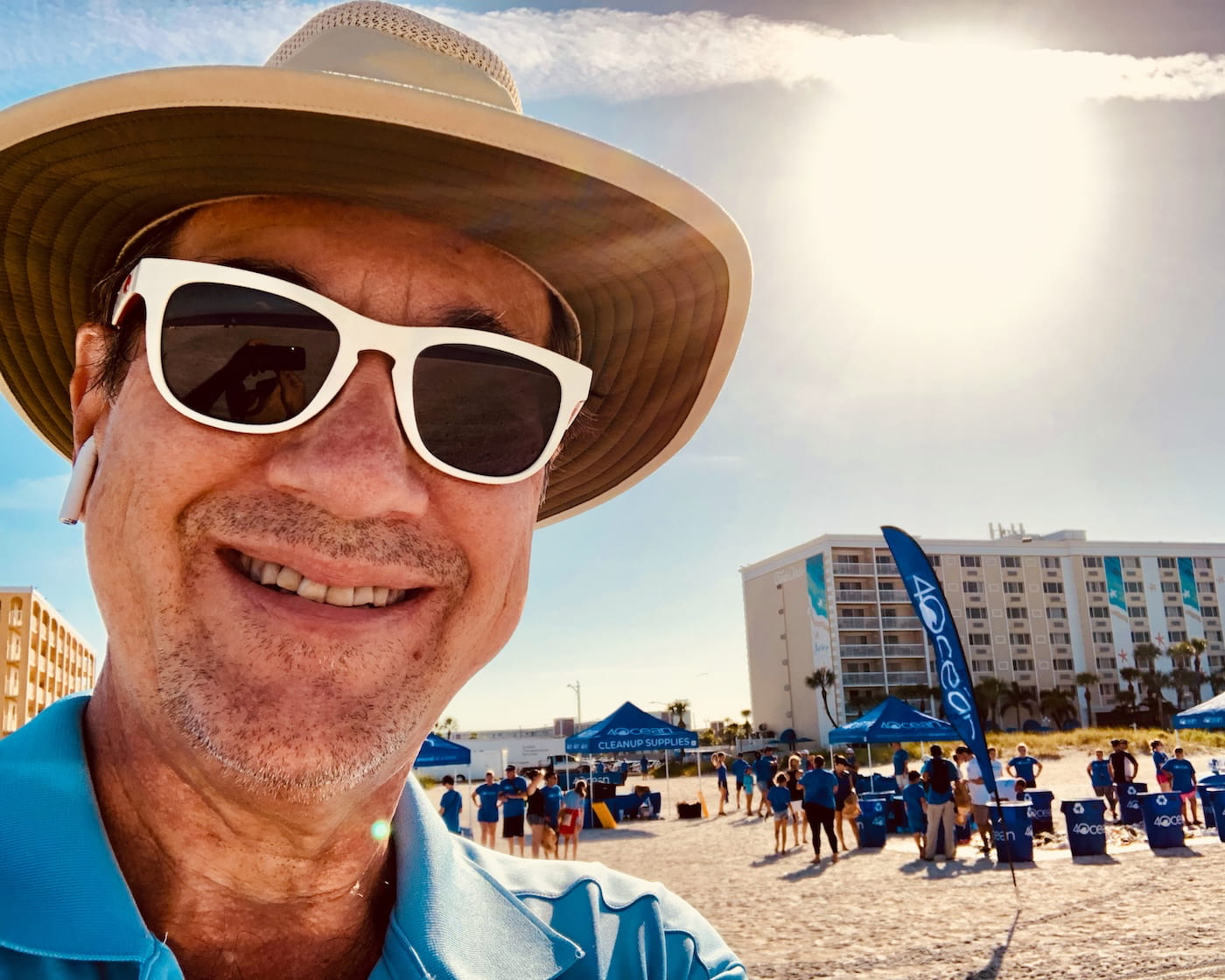 George at a beach cleanup event